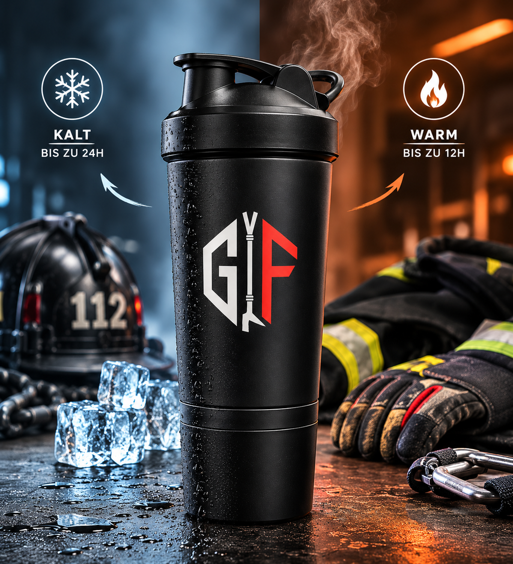 Gemeinsam im Feuer – Thermoflasche (Schwarz/Rot)