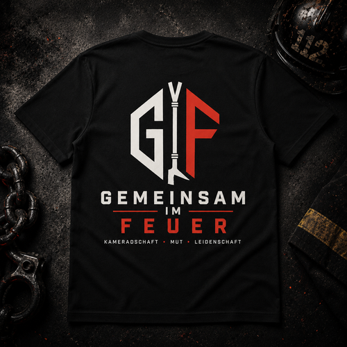 Gemeinsam im Feuer – T-Shirt (Schwarz/Rot)