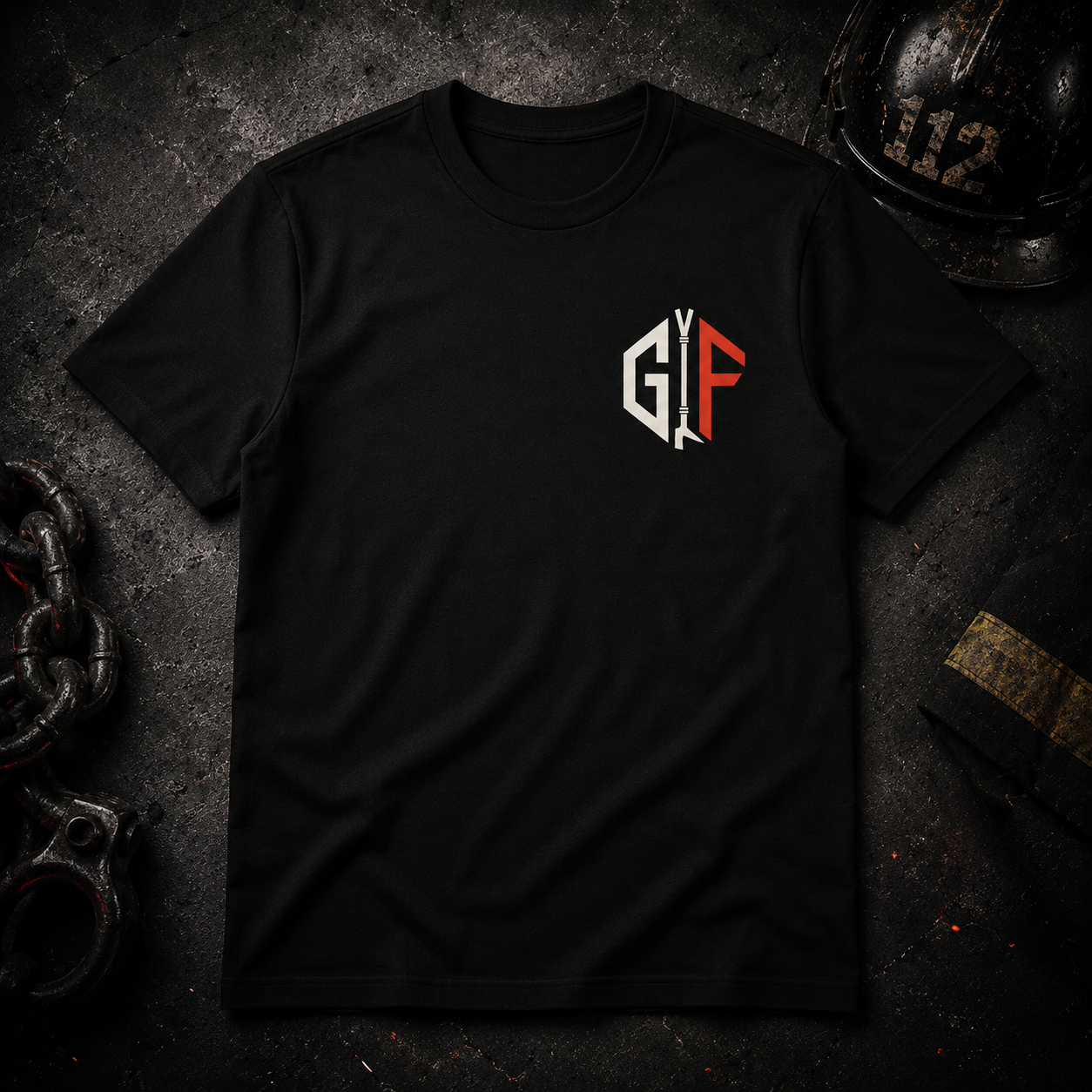 Gemeinsam im Feuer – T-Shirt (Schwarz/Rot)